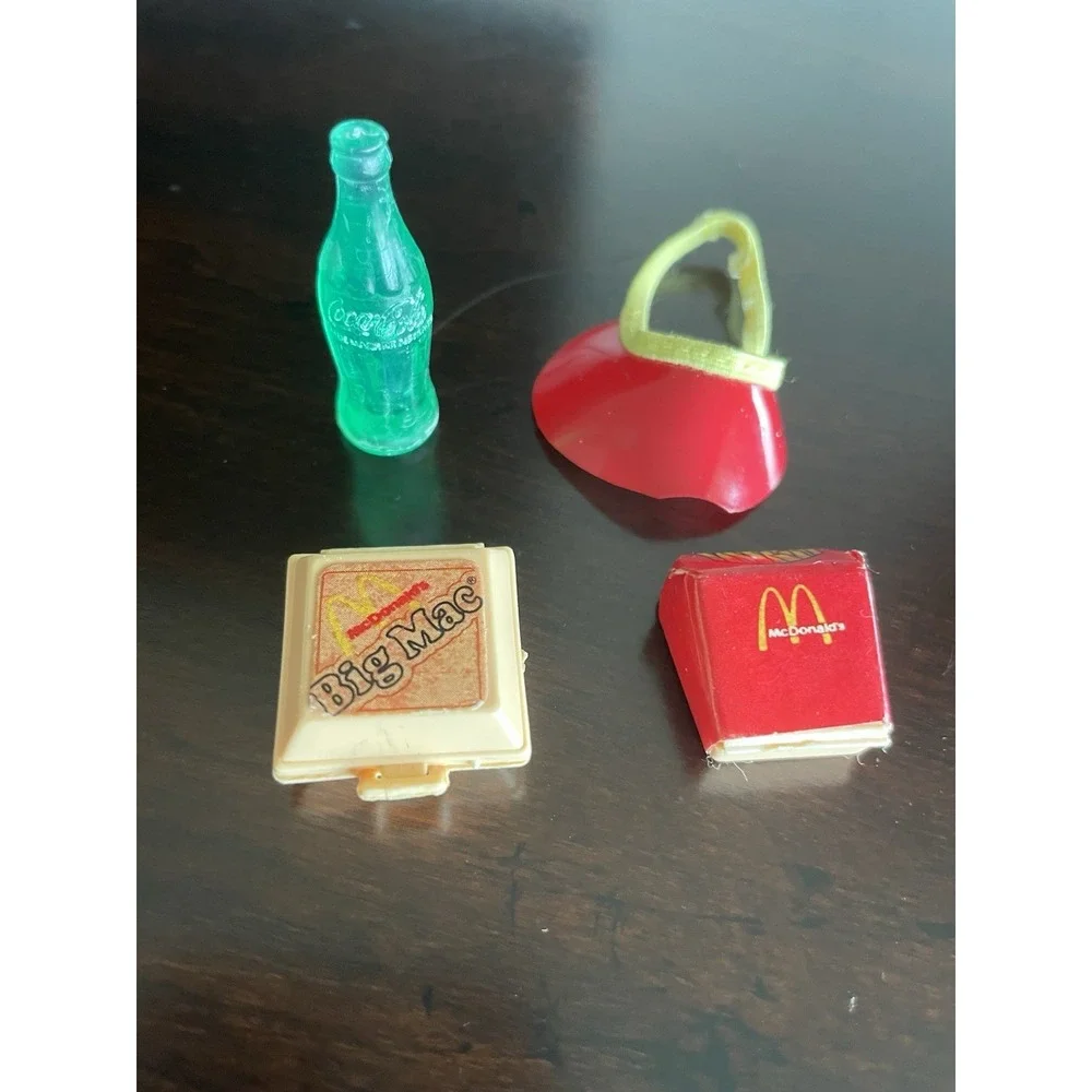 Vintage 4 Pc Barbie Doll McDonalds Miniature‎ Visor Fries Coca Cola Big Mac
